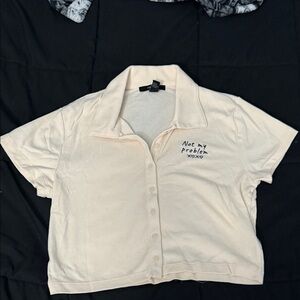 Forever 21 Cream Crop Top with Embroidery